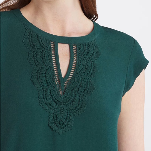 Daniel Rainn - Quin Cap Sleeve Mixed Material Top. Size XXL. Green. NWT - Picture 4 of 16